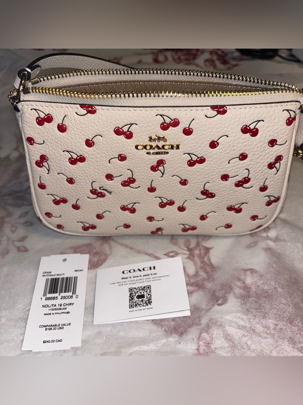 Coach Nolita 19 With Cherry Print Bag CEX29 New - Picture 10 of 12